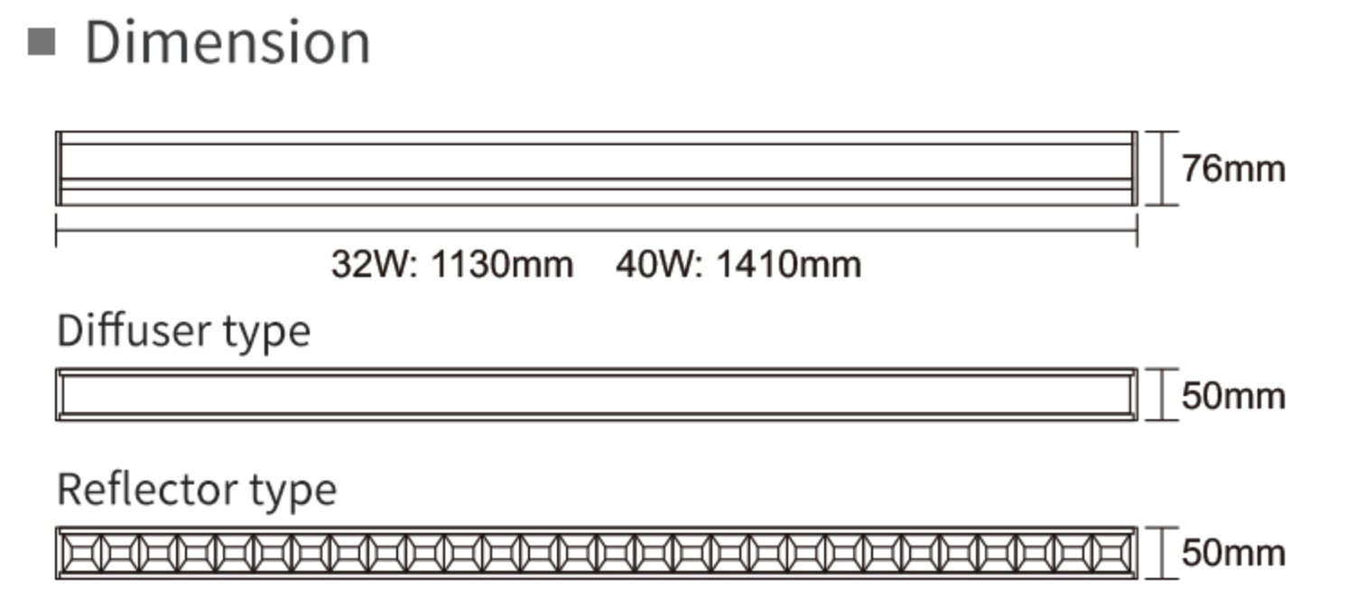 Antiglare linear office light UGR